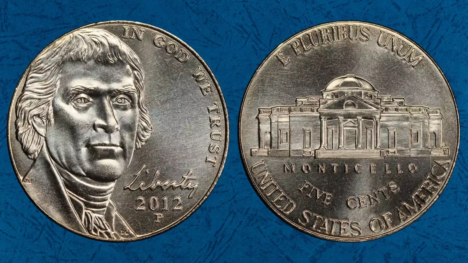 Side-by-side comparison of 2012 nickel Monticello reverse: common weak steps vs Full Steps designation
